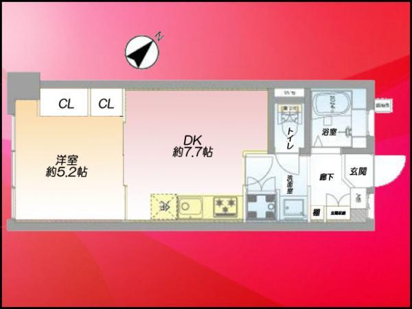 Floor plan. 1DK, Price 17,980,000 yen, Footprint 32.4 sq m , Balcony area 6.48 sq m