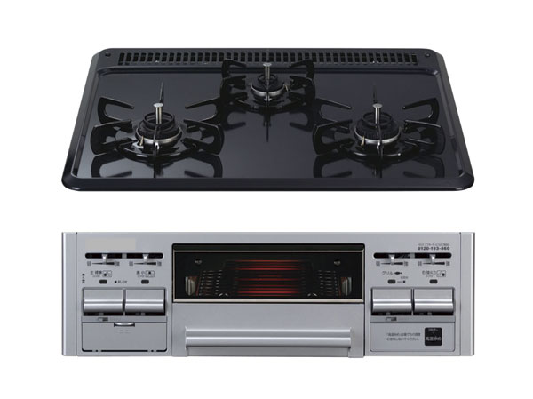 Kitchen.  [3-neck gas stove table] Equipped with a Si sensor, Elaborate safety design such as to prevent a fire or forgetting to turn off the oil has been decorated. A flat high-quality enamel top without saucer, Easy to clean. Dirt wipe whip only. You can cook clean and pleasant at any time.  ※ All amenities are the same specification.