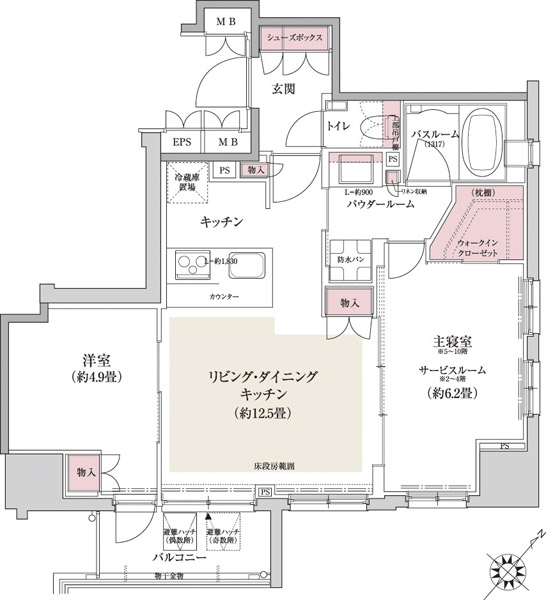 Other. C type floor plan: 2LDK (5 ~ 10th floor) / 1LDK+S(2 ~ 4th floor) (footprint / 55.03 sq m  Balcony area / 4.27 sq m )