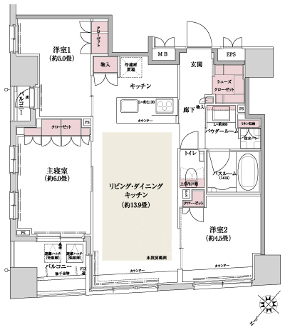 Floor: 3LDK, occupied area: 68.48 sq m