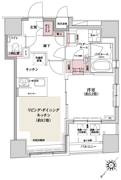 Floor: 1LDK, occupied area: 42.33 sq m