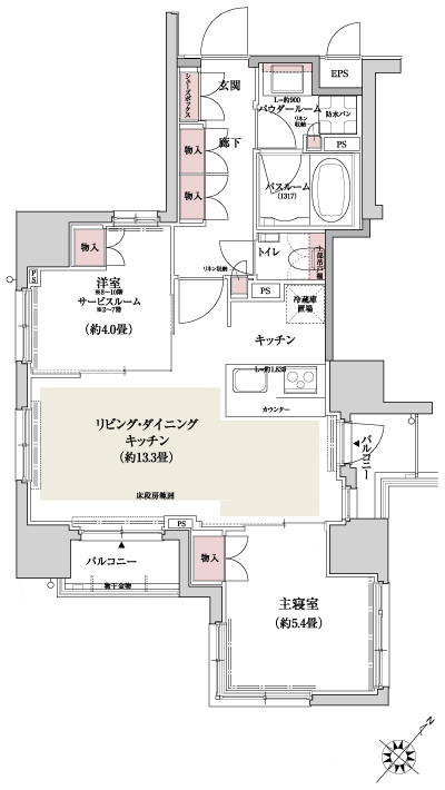 Floor: 2LDK (8 ~ 10th floor) / 1LDK+S(2 ~ 7th floor), the occupied area: 54.12 sq m