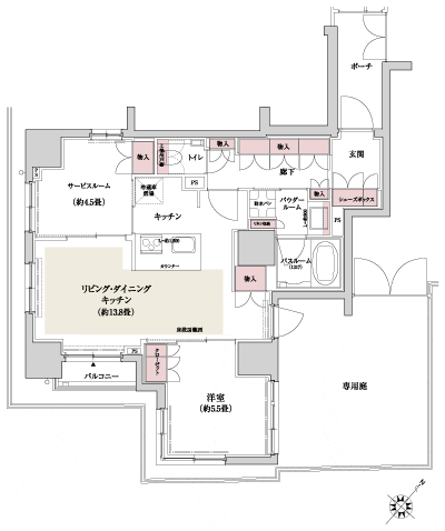Floor: 1LDK + S, the occupied area: 60.82 sq m