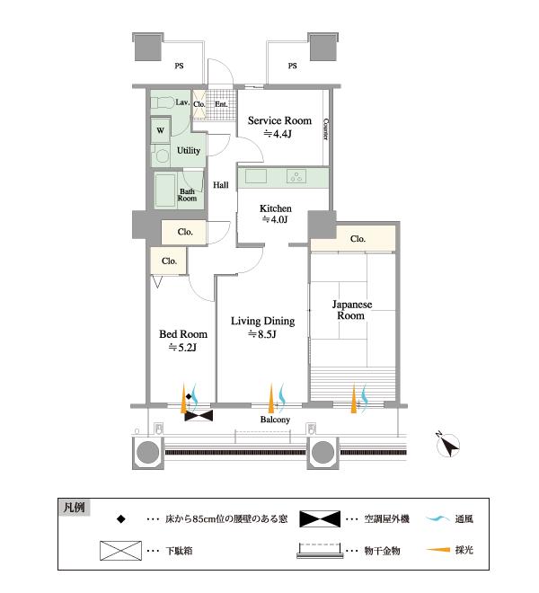 Floor plan. 2LDK + S (storeroom), Price 53,800,000 yen, Occupied area 69.86 sq m , Balcony area 11.38 sq m footprint 69.86m2 / Balcony area 11.38m2