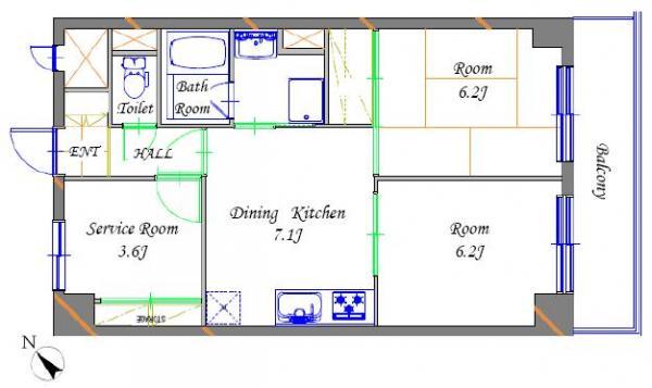 Floor plan. 3DK, Price 23.8 million yen, Occupied area 52.64 sq m , Balcony area 15.64 sq m