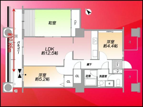 Floor plan. 2LDK+S, Price 54,800,000 yen, Occupied area 69.86 sq m , Balcony area 11.38 sq m