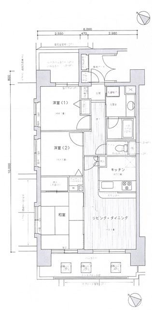 Floor plan. 3LDK, Price 36,800,000 yen, Occupied area 60.37 sq m , Balcony area 9 sq m