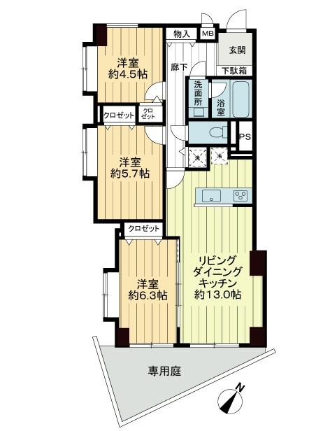Floor plan. 2LDK + S (storeroom), Price 42,800,000 yen, Occupied area 69.73 sq m floor plan
