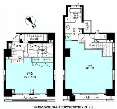 Floor plan. 2K, Price 110 million yen, Occupied area 91.79 sq m , Balcony area 9.52 sq m