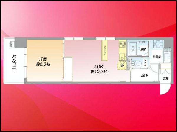 Floor plan. 1LDK, Price 22,990,000 yen, Occupied area 40.25 sq m , Balcony area 5.39 sq m