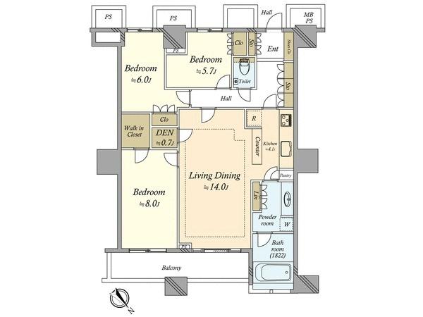 Floor plan. 3LDK, Price 72,800,000 yen, Occupied area 89.14 sq m , Balcony area 9.54 sq m