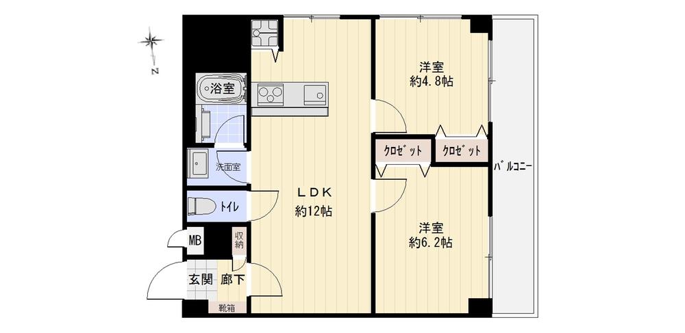 Floor plan. 2LDK, Price 28.8 million yen, Occupied area 51.84 sq m , Balcony area 7.2 sq m