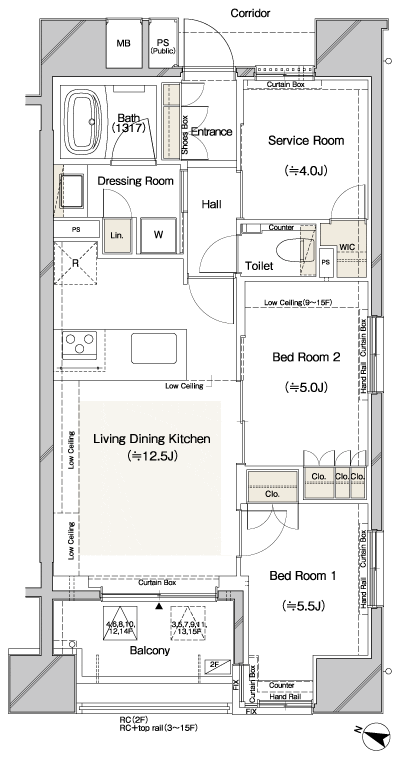 Floor: 2LDK + S (storeroom), the occupied area: 59.01 sq m, Price: 55,029,172 yen, now on sale