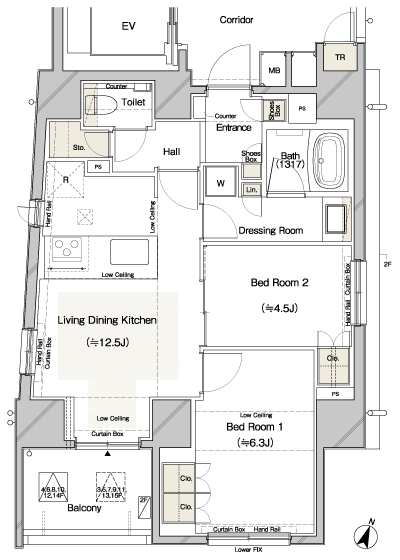Floor: 2LDK + TR, the occupied area: 59.53 sq m, Price: 52,090,230 yen ・ 55,637,229 yen, now on sale