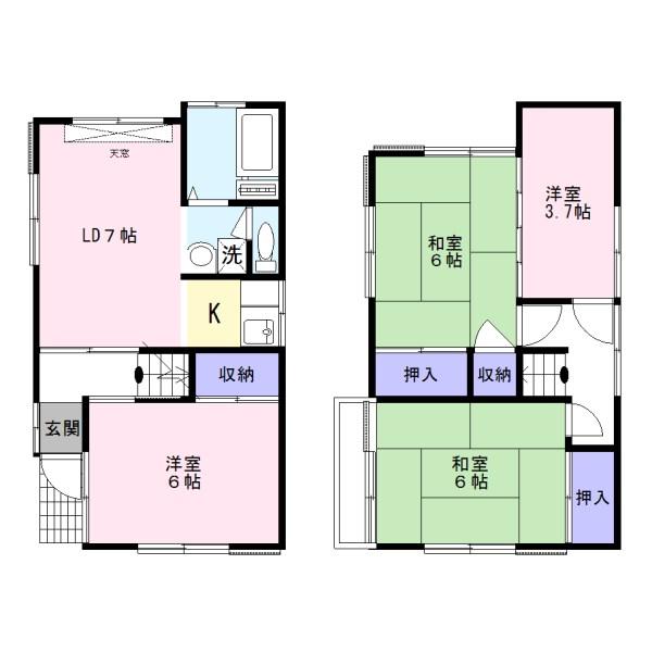 Floor plan. 22,800,000 yen, 4LDK, Land area 55.59 sq m , Building area 74.35 sq m