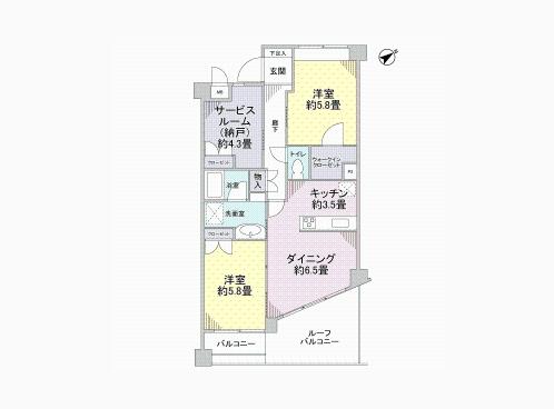 Floor plan. 3LDK, Price 24,900,000 yen, Occupied area 64.42 sq m , Balcony area 3.71 sq m