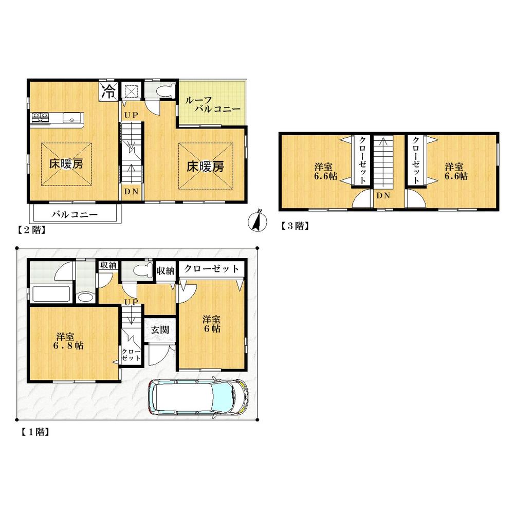 Floor plan. 41,800,000 yen, 4LDK, Land area 80 sq m , Building area 110.16 sq m      ■ Floor Plan ● floor heating hot water with a living