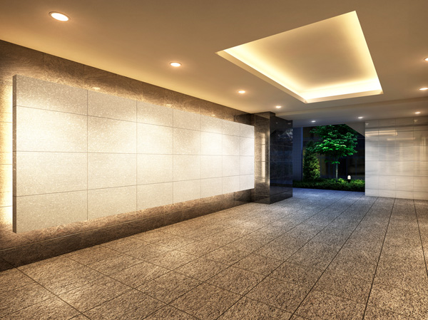 Shared facilities.  [Entrance Hall Rendering] Entrance Hall to symbolize the noble mansion. It is soft indirect lighting, Live person, Put you invited high magnificent a person who visit. Sophisticated space natural stone and color ring with an emphasis on texture to create the, It creates the comfort and calm that unleash the mind.