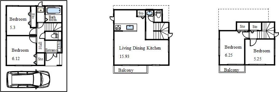 Floor plan. (The first phase B Building), Price 41,800,000 yen, 4LDK, Land area 70.09 sq m , Building area 94.49 sq m