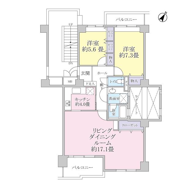 Floor plan. 2LDK, Price 28 million yen, Occupied area 77.79 sq m , Balcony area 10.77 sq m floor plan