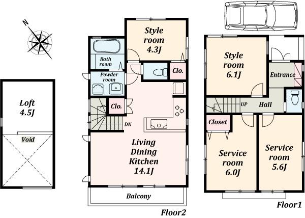 Floor plan. (C Building), Price 51,200,000 yen, 2LDK+2S, Land area 74.88 sq m , Building area 81.25 sq m