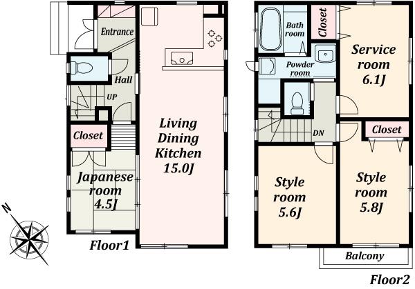 Floor plan. (F Building), Price 55,500,000 yen, 3LDK+S, Land area 74.61 sq m , Building area 85.39 sq m
