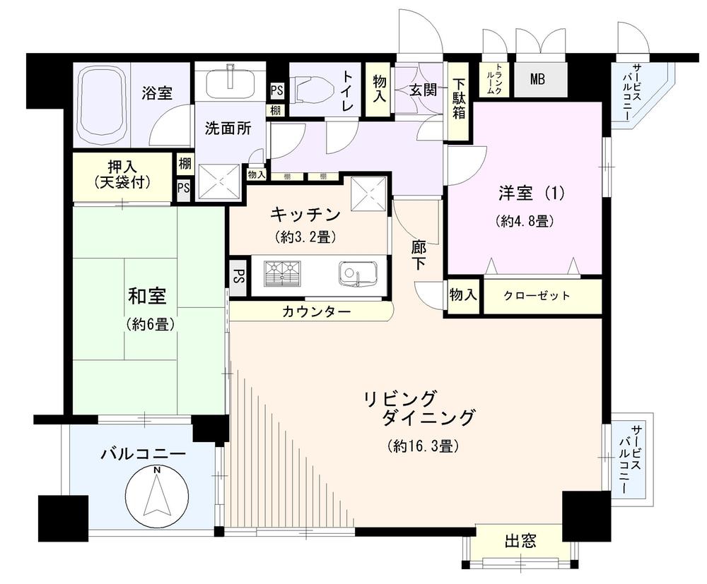Floor plan. 2LDK, Price 23.8 million yen, Occupied area 66.01 sq m , Balcony area 5.23 sq m