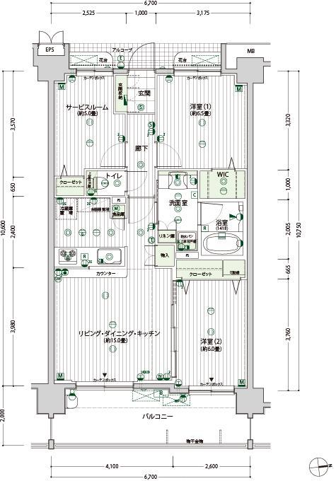 Floor plan. 2LDK + S (storeroom), Price 35,900,000 yen, Occupied area 71.41 sq m , LDK15 Pledge of balcony area 13 sq m room