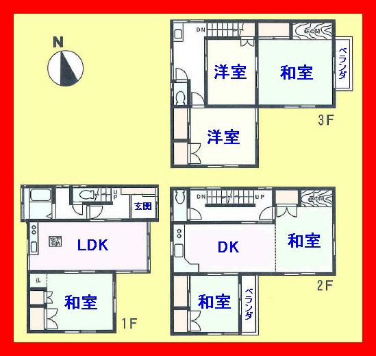 Floor plan. 32,300,000 yen, 6LDK, Land area 116.24 sq m , Also building area 149.04 sq m 2 family house