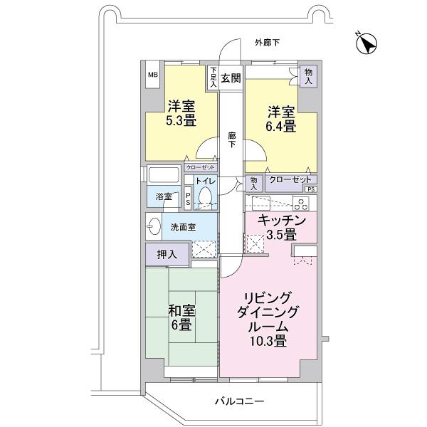 Floor plan. 3LDK, Price 31,800,000 yen, Occupied area 74.75 sq m , 3LD of balcony area 8.65 sq m footprint 74.75 sq m ・ This floor plan type of K.