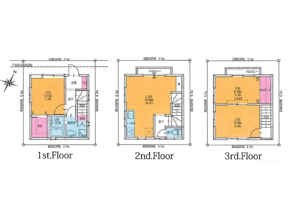 Floor plan. 34,800,000 yen, 3LDK, Land area 38 sq m , Building area 68.31 sq m