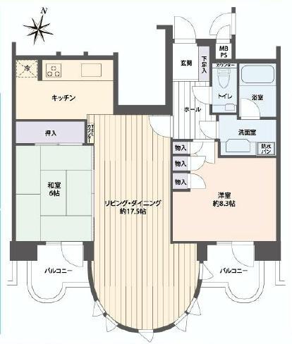 Floor plan. 2LDK, Price 23.8 million yen, Footprint 68.2 sq m , Balcony area 7.01 sq m