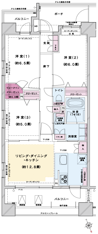 Floor: 3LDK + W, the occupied area: 70.31 sq m