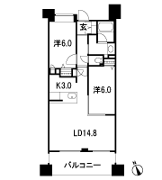 Floor: 2LDK, occupied area: 62.43 sq m