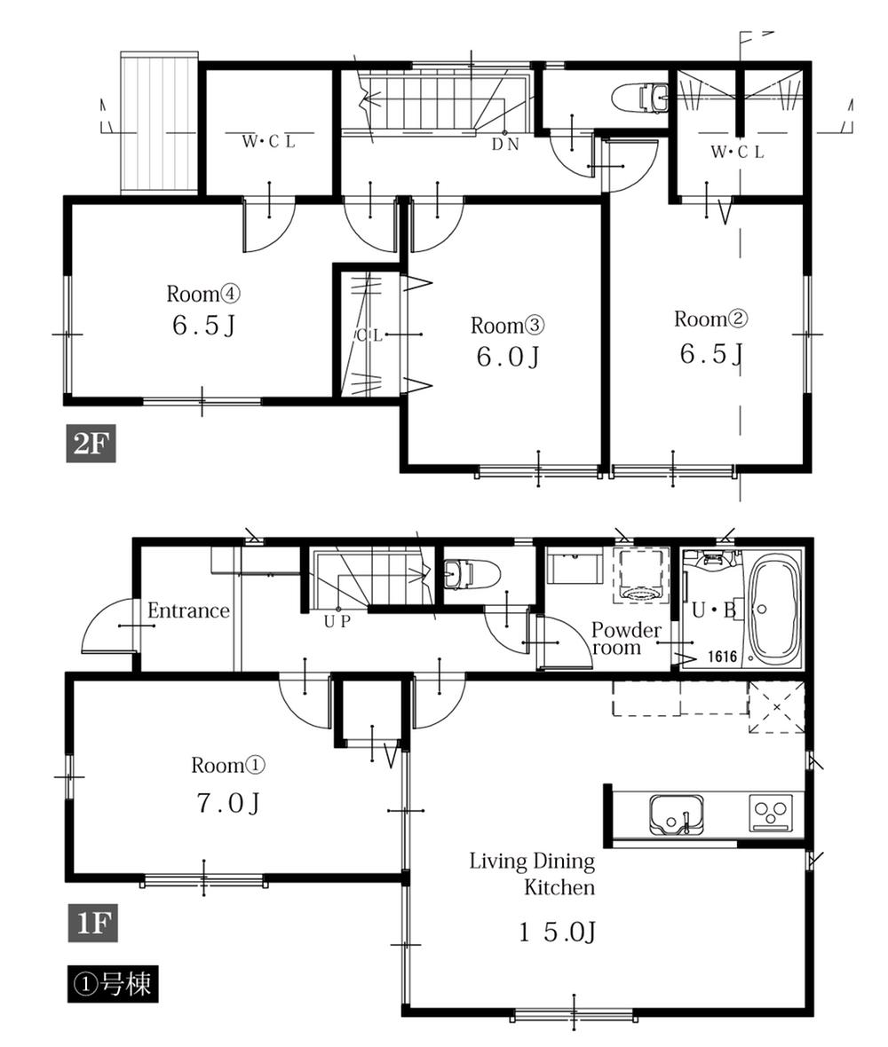 Floor plan. (1 Building), Price 45,800,000 yen, 4LDK, Land area 90.63 sq m , Building area 101.02 sq m
