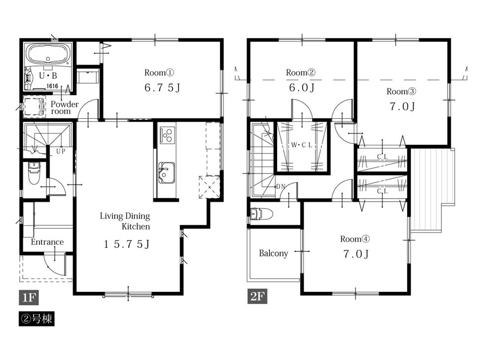 Floor plan. (Building 2), Price 43,800,000 yen, 4LDK, Land area 115.94 sq m , Building area 101.01 sq m