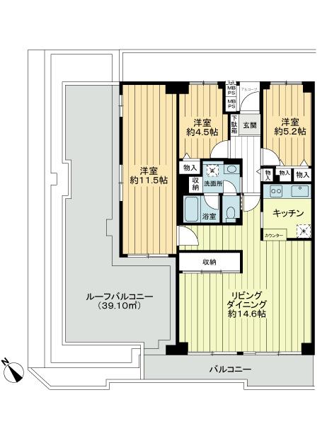 Floor plan. 3LDK, Price 37,800,000 yen, Occupied area 89.81 sq m , Balcony area 9.9 sq m floor plan
