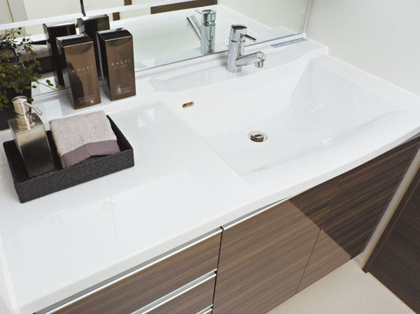 Bathing-wash room.  [Bowl-integrated vanity] There is no joints and seams, Vanity with a clean and easy to clean.