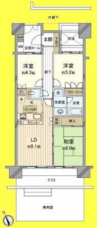 Floor plan. 3LDK, Price 29,800,000 yen, Occupied area 61.78 sq m , Balcony area 6.84 sq m floor plan