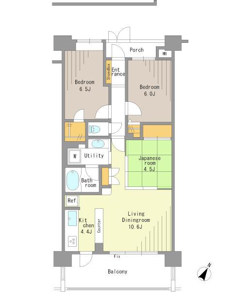 Floor plan. 3LDK, Price 29,800,000 yen, Occupied area 70.83 sq m , Balcony area 12.6 sq m