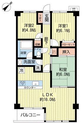 Floor plan. 3LDK, Price 28,300,000 yen, Occupied area 72.06 sq m , Balcony area 4.2 sq m