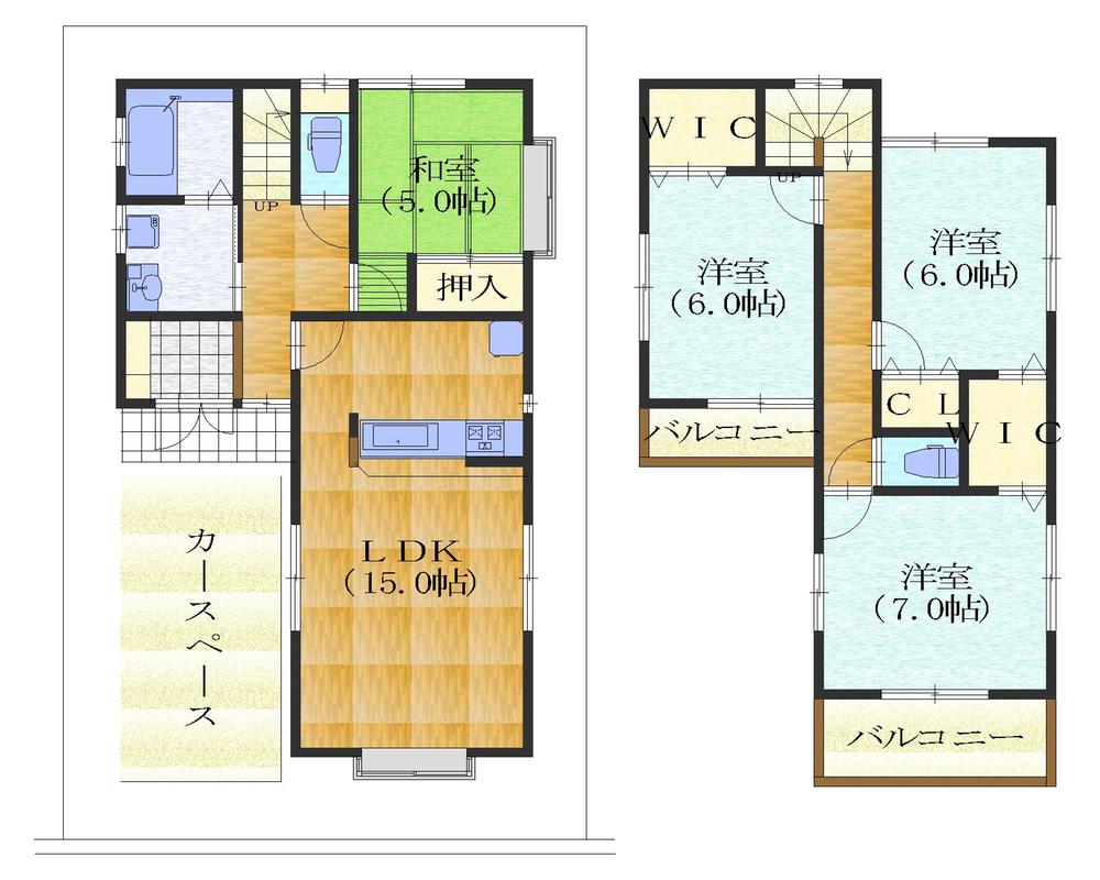 Floor plan. (Building 2), Price 49,300,000 yen, 4LDK, Land area 100.04 sq m , Building area 97.7 sq m