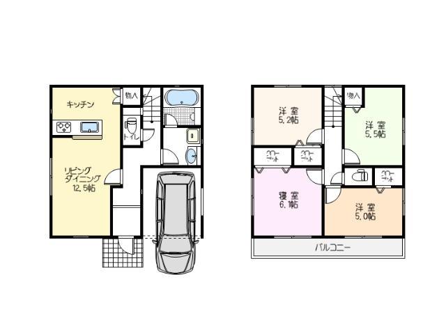 Floor plan. 38,800,000 yen, 4LDK, Land area 79.25 sq m , Building area 93.55 sq m 4LDK + garage
