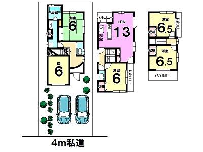 Floor plan. 46,800,000 yen, 5LDK, Land area 87.99 sq m , Building area 113.85 sq m