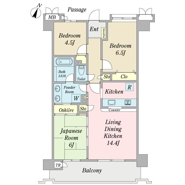 Floor plan. 3LDK, Price 26,800,000 yen, Occupied area 69.76 sq m , Balcony area 11.06 sq m
