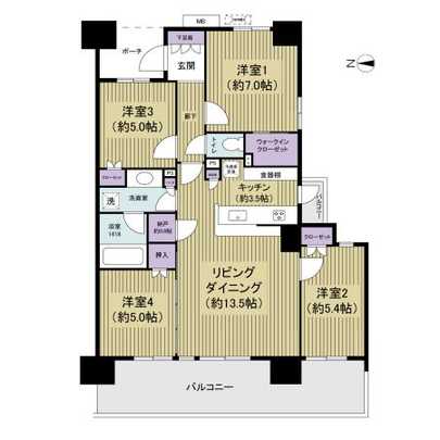Floor plan. 4LDK, Wall door type, Floor heating, Privacy highly beside containing Xuan