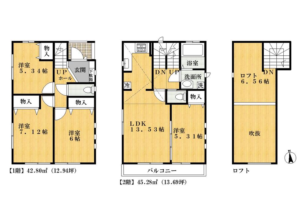 Floor plan. 43,800,000 yen, 4LDK, Land area 79.51 sq m , Building area 88.08 sq m ■ Floor plan drawings