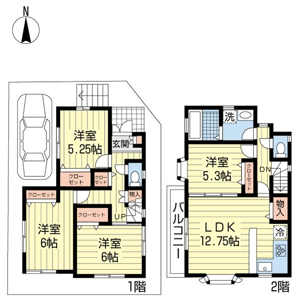 Floor plan. 49,800,000 yen, 4LDK, Land area 90 sq m , Building area 89.01 sq m