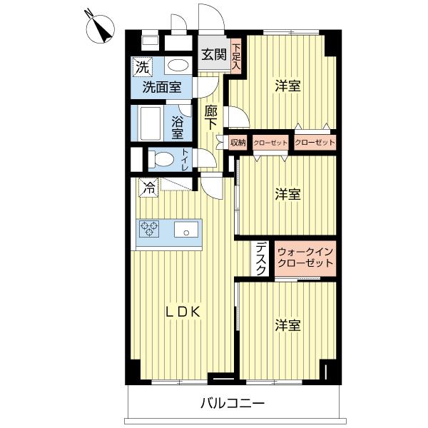 Floor plan. 3LDK, Price 29,800,000 yen, Footprint 71.5 sq m , Balcony area 9.75 sq m