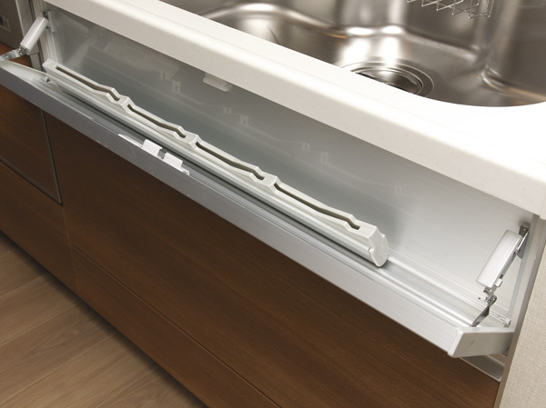 Kitchen.  [Kitchen knife flap storage] Secure a space that can accommodate the kitchen knife before sink. To absorb the shock of when opening a kitchen knife flap, You can gradually opening and closing, Rest assured also has a lock function.